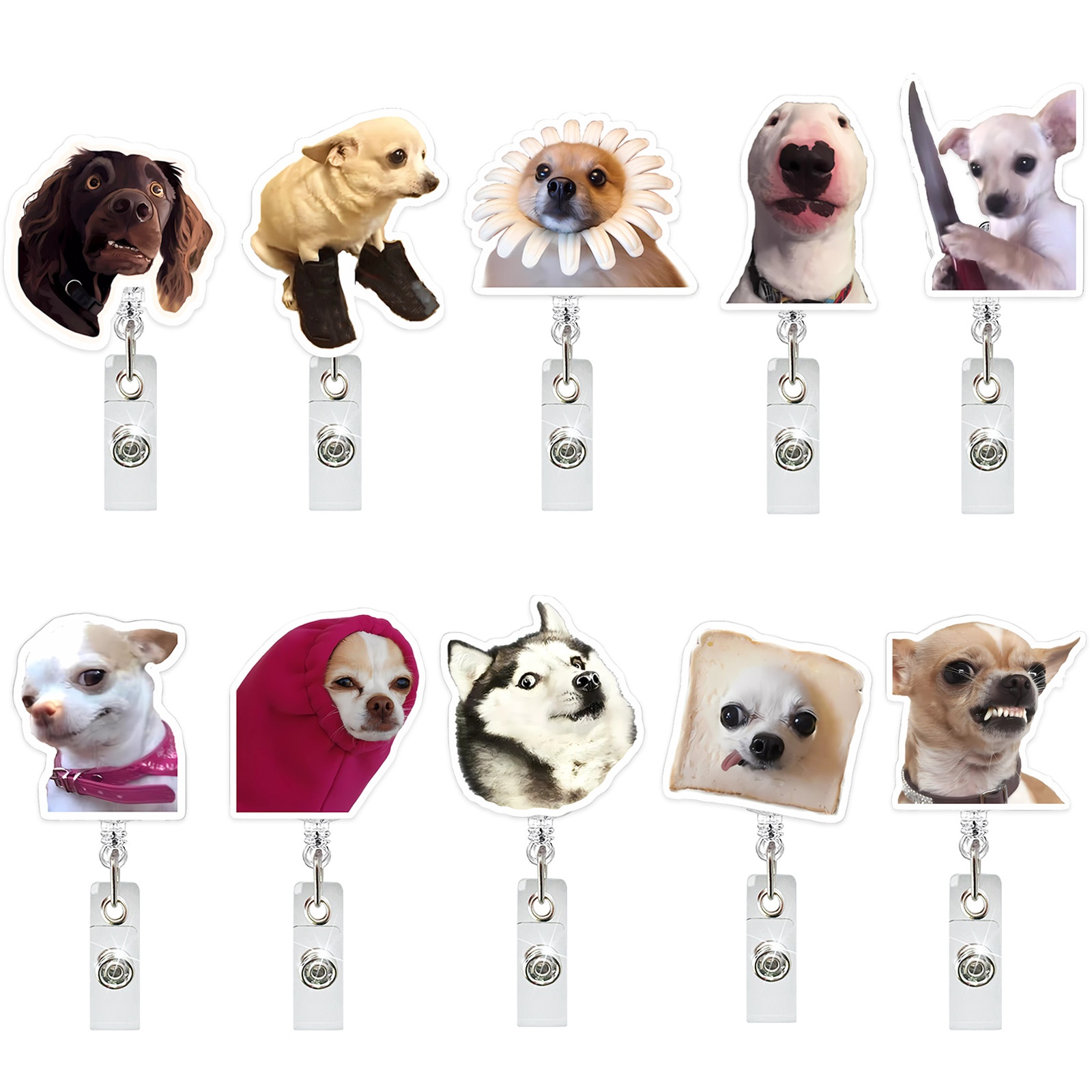 Home Office Login - Lustiger Hund, Acryl-Abzeichenrolle, einziehbarer Namensschild, Krokodilklemme,