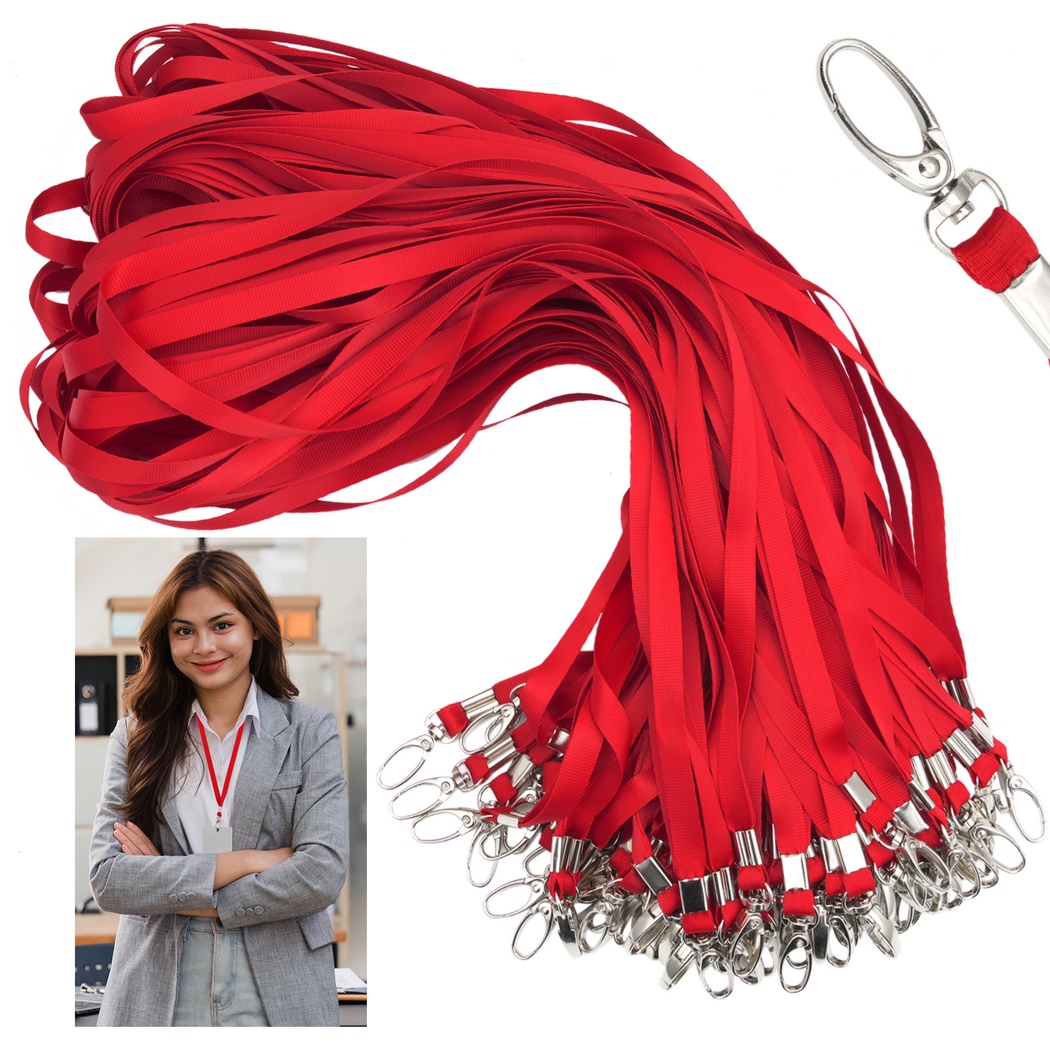 Home Office Login - 100 Stück Lanyards für Ausweis-Abzeichen, rote