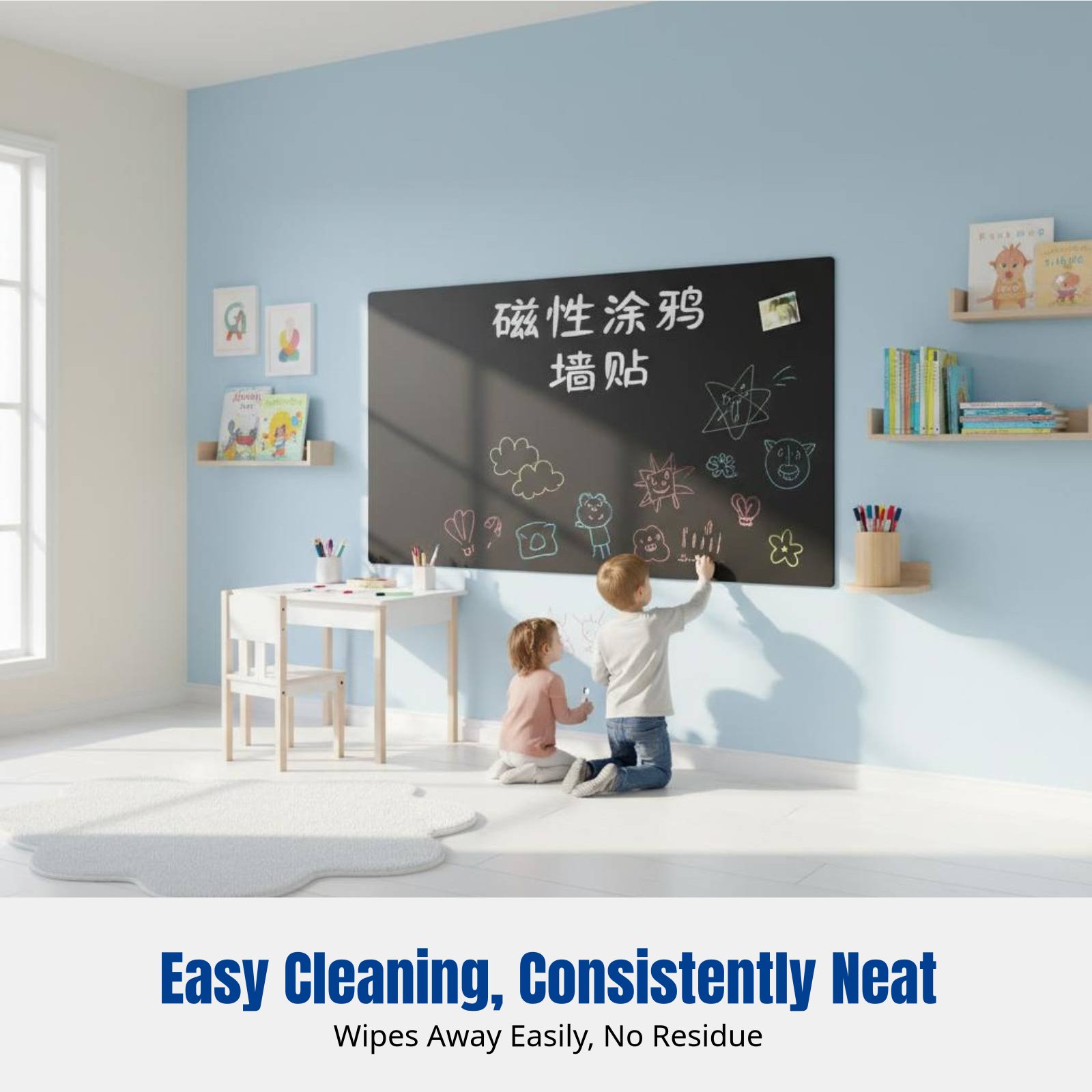 Whiteboard Magnetic - Whiteboard-Wandaufkleber für Kinder, Abnehmbare Magnetische Tafel,